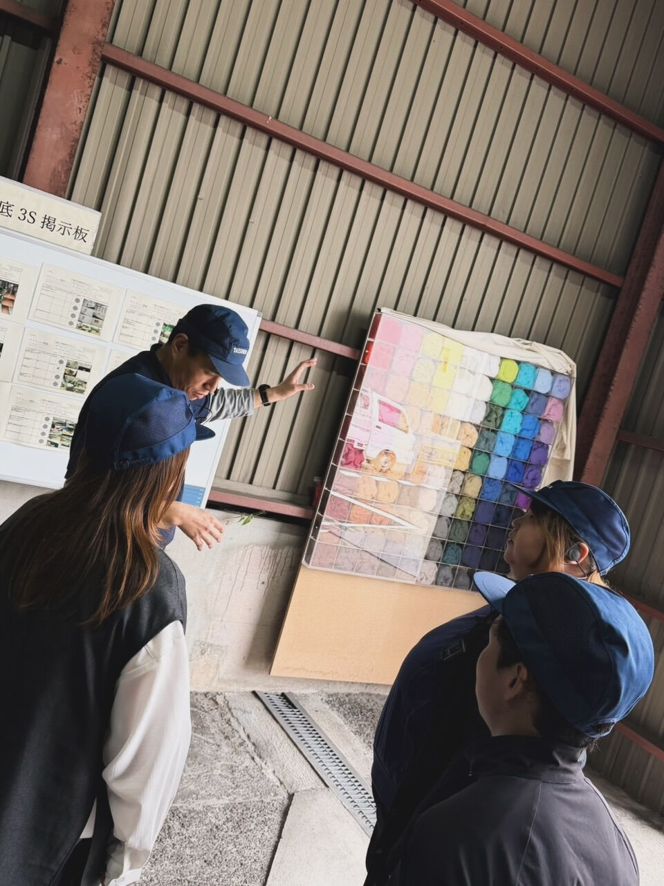 社内で栽培して収穫した綿花の綿と種を分ける作業を